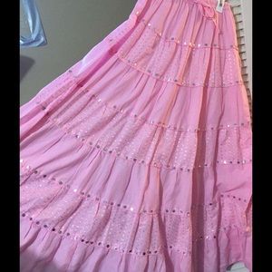 Pink bohemian flowy skirt