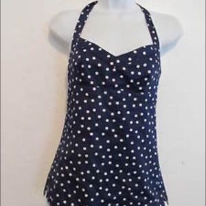 J. Crew Navy Polka Dot Halter Top