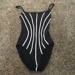 Black Swimsuit with white stripes