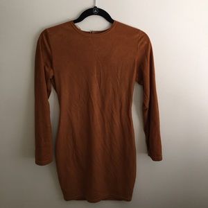 Tan suede fitted dress