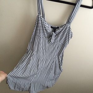 Striped tied romper