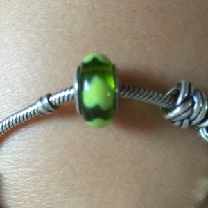 Green heart pandora charm
