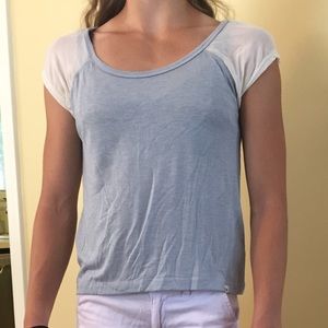 Gray t with sheer sleeves