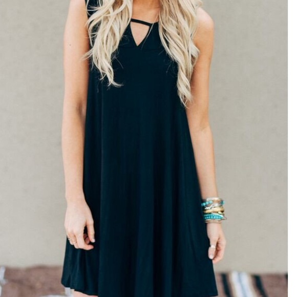 Dresses & Skirts - Black cutout swing dress