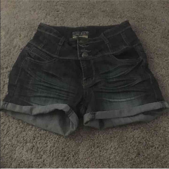 High waisted denim shorts