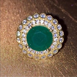 💚EMERALD & WHITE TOPAZ•925K STERLING SILVER💚