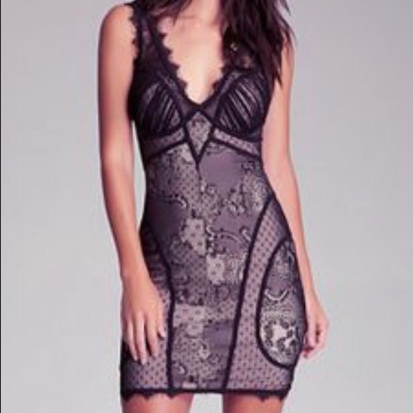 Bebe large lace black cocktail dress.