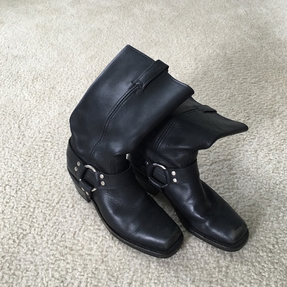Price Reduced!! Frye Black Harness Boots Size 7.5