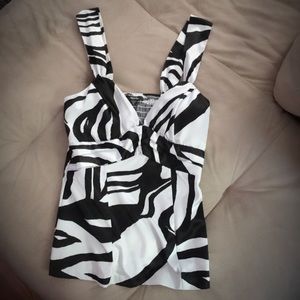 Black and white satin-feel top