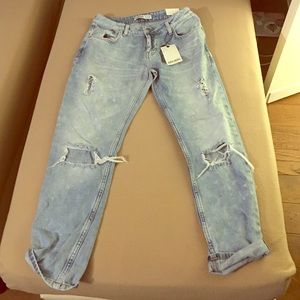 Zara NWT Distressed Denim