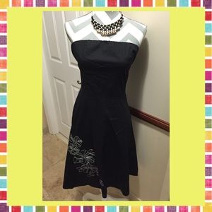 Black Tube Dress Embroiled Embellish Flowers