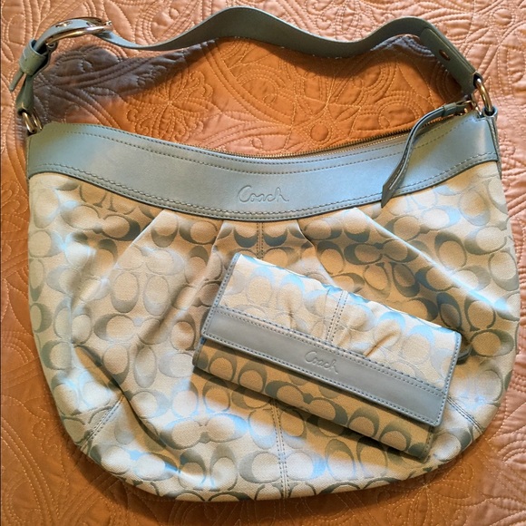 Light Blue Coach Signature Handbag