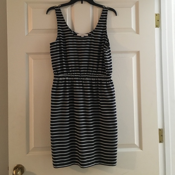 Loft black and white striped dress
