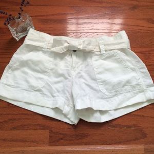 White Converse linen shorts. 3.5" inseam