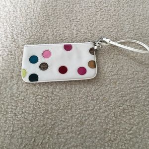 Coach multi colored polka dot Wristlet