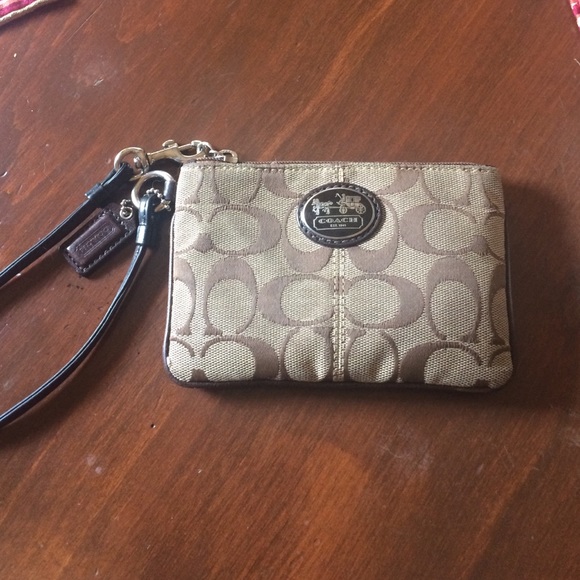 Coach wristlet wallet in tan