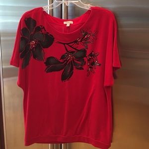 Red/ Black Sparkliy Top