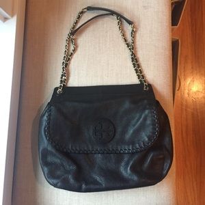 Tory Burch Black Leather Pebbled Purse