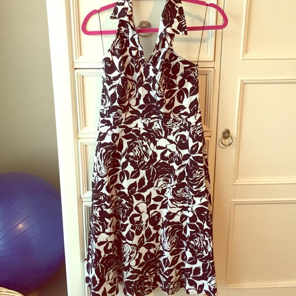 Floral collared empire waist halter dress BHWM