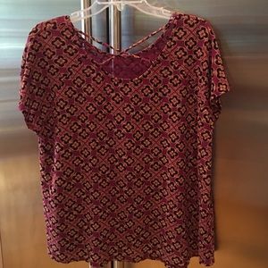 Maroon Floral Criss Cross Top