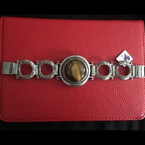 SOLD Silver tone with brown stone bracelet