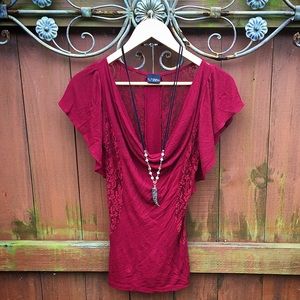 Daytrip brick red dolman batwing top. S/M