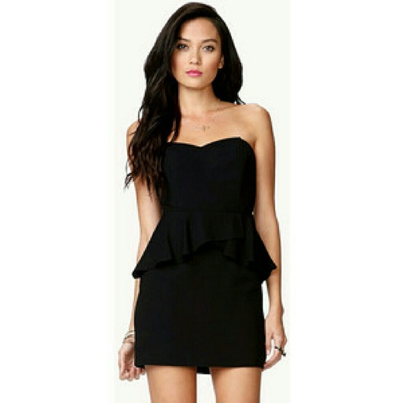 Dresses & Skirts - Black Strapless Peplum Dress