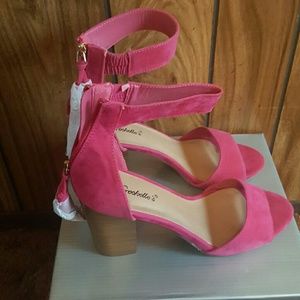 Pink tassel back heels