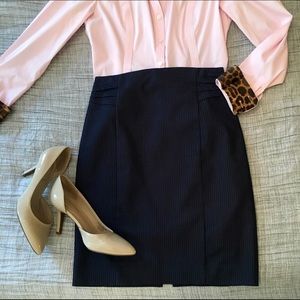 Express navy pinstripe pencil skirt