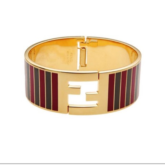 AUTHENTIC FENDI FUSHIA AND GREY METAL BRACELET - Picture 4 of 4