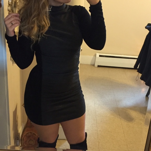 Black and grey sweater dress