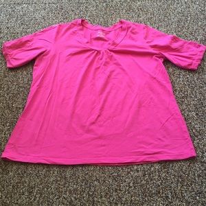 Pink short sleeve v neck tee
