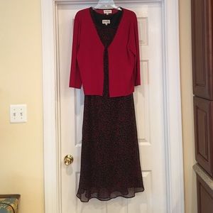 Sz 14 2-piece Red/Black Maxi Dress