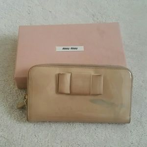 Authentic miu miu patent bow wallet