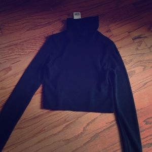 Black crop top turtle neck