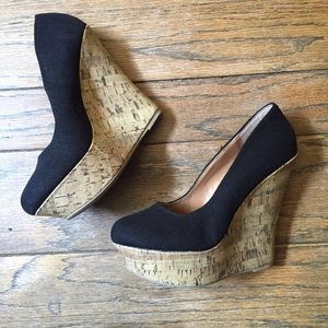 Black Wedges with Cork bottoms