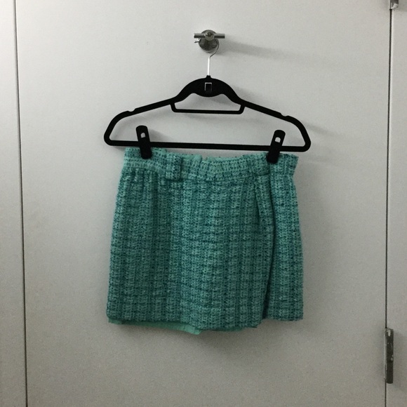 J. Crew blue and green tweed mini skirt size 2