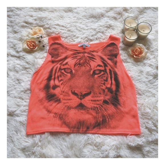 Charlotte Russe Tops - Orange Crop Top Tiger Shirt