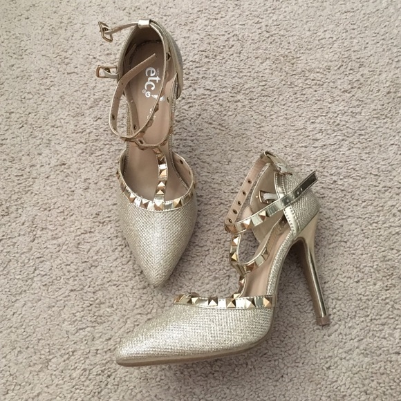 Gold studded heels