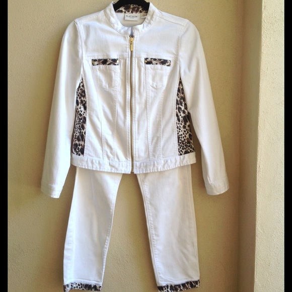 Jacket and pant set. Platinum Chico's.