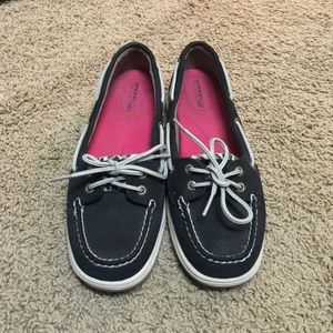Black and Leopard Sperry Topsiders