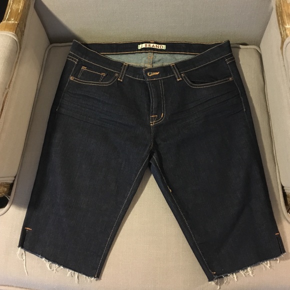 Size 30 j brand long length denim shorts-dark wash