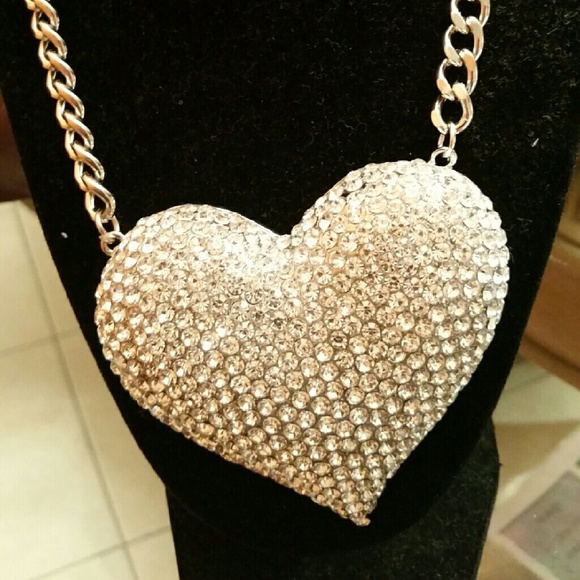 Pave heart necklace large