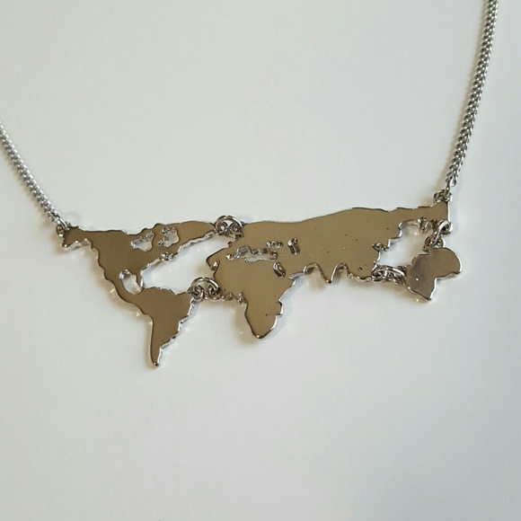 Silver World Continents Necklace
