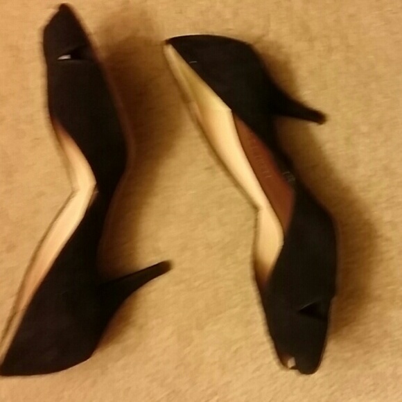 Marioluca Giusti Suede, Peep Toe Heels, Black View 2