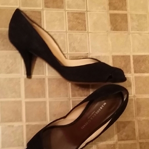 Marioluca Giusti Suede, Peep Toe Heels, Black View 3