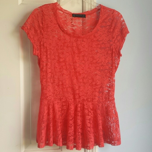 Red Lace Peplum Top