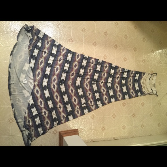 Long Lucky Maxi Dress Blue & Cream Crochet Top - Picture 3 of 4