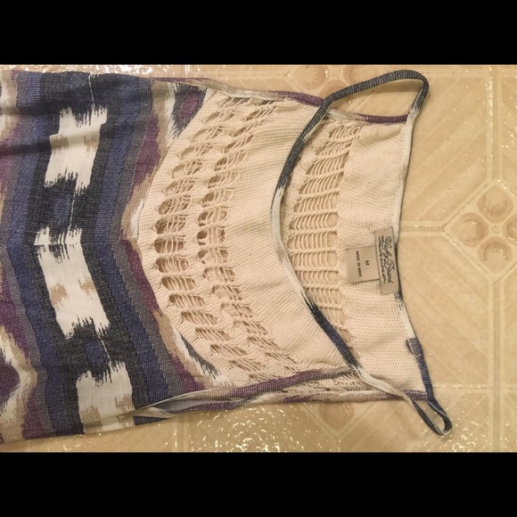 Long Lucky Maxi Dress Blue & Cream Crochet Top - Picture 4 of 4