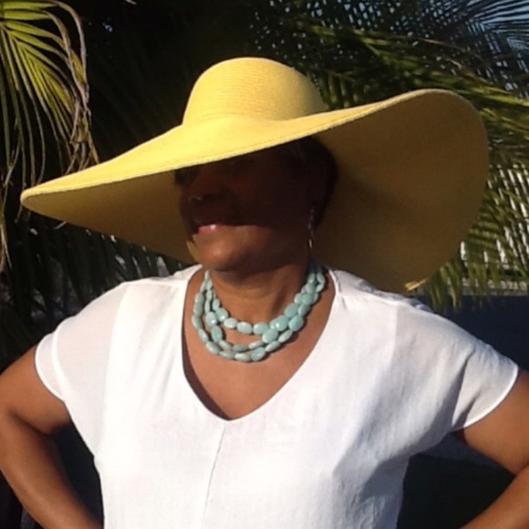 *LAST ONE* Yellow Wide Brim Floppy Hat - Picture 2 of 4